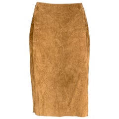 RALPH LAUREN Collection Size 6 Tan Suede  Pencil Below Knee Skirt