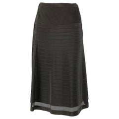PRADA Size 2 Black Viscose &  Cotton Textured A-Line Skirt