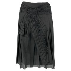 PRADA Size 2 Black Cotton Textured Pleated Skirt