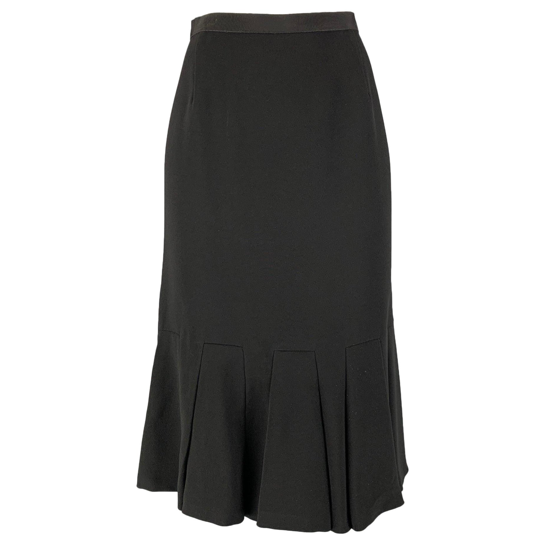 PRADA Size 4 Black Viscose & Acetate Pleated Tulip Skirt For Sale