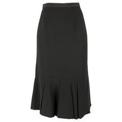 PRADA Size 4 Black Viscose & Acetate Pleated Tulip Skirt