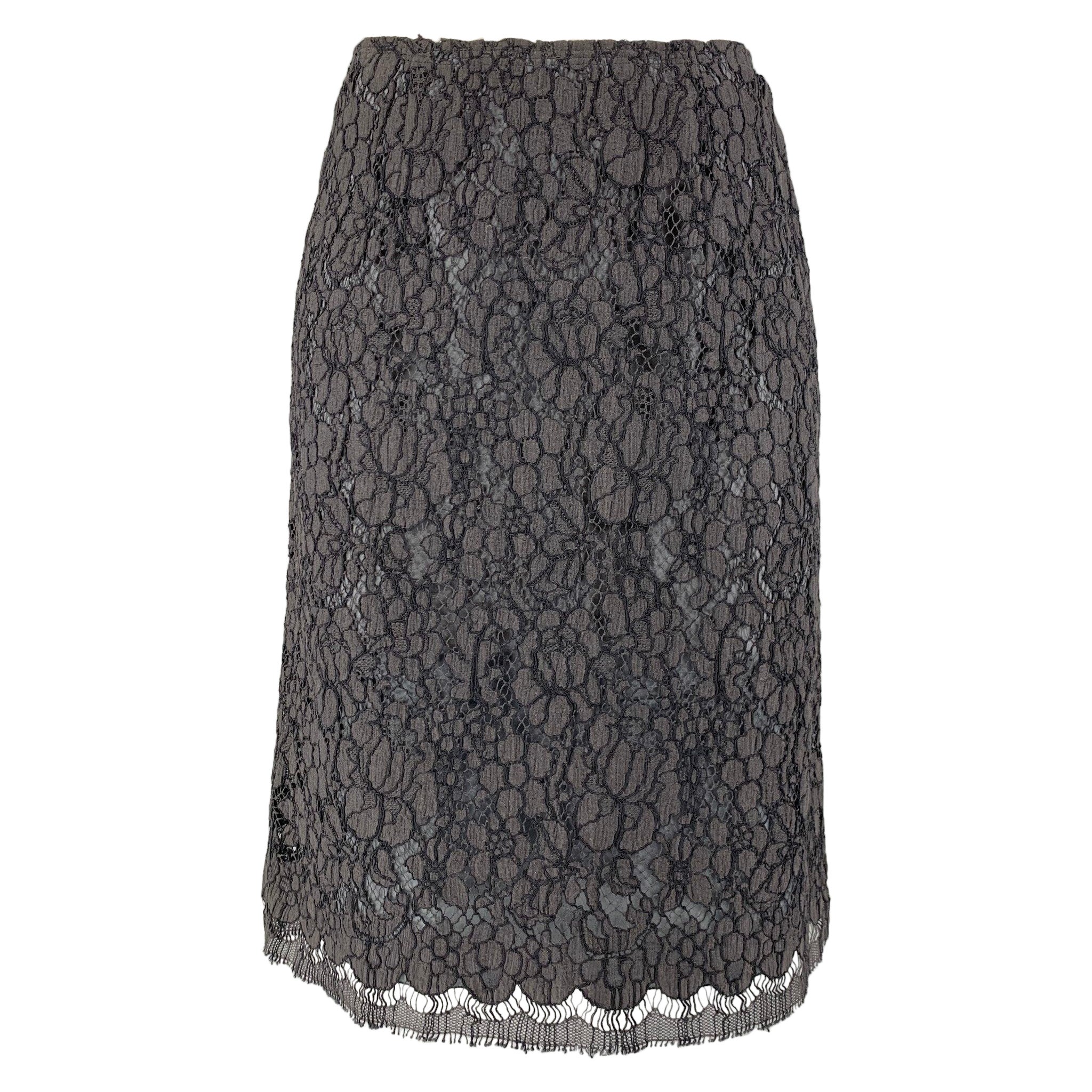 PRADA Size 4 Black Slate Cotton Blend Pencil Skirt For Sale