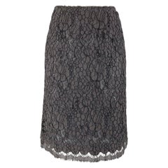 PRADA Size 4 Black Slate Cotton Blend Pencil Skirt