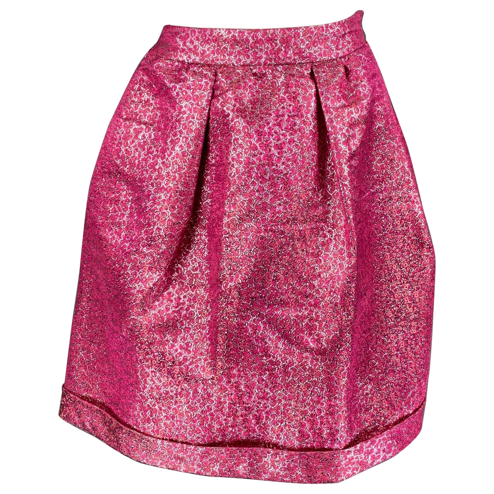 BURBERRY PRORSUM Size 4 Pink Metallic Polyester Silk Sparkly Pleated Skirt For Sale