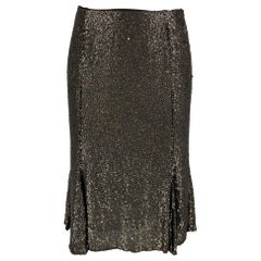NAEEM KHAN Size 4 Black Charcoal Sequined Tulip Skirt