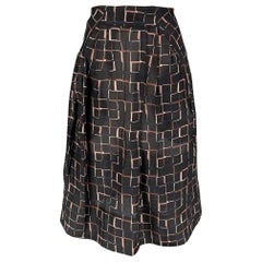 MARNI Size 6 Black Taupe Silk Wool Pleated Skirt