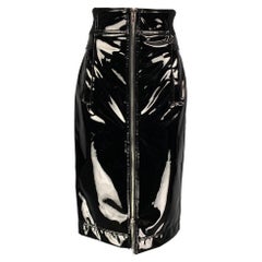MARC JACOBS Size 2 Black Polyester Faux Patent Leather Pencil Skirt