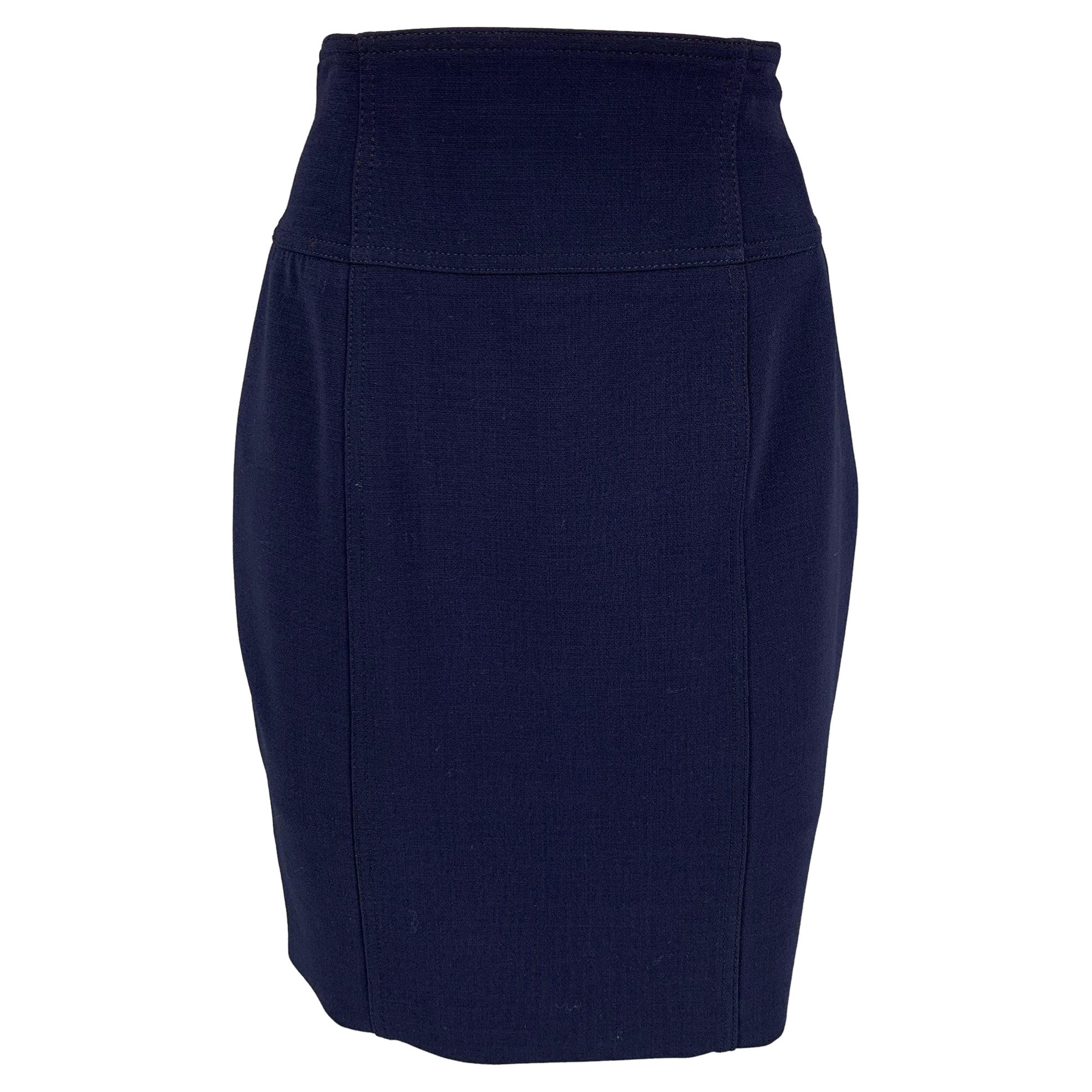 RALPH LAUREN Black Label Size 4 Navy Wool Pencil Knee-Length Skirt For Sale