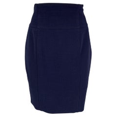 RALPH LAUREN Black Label Size 4 Navy Wool Pencil Knee-Length Skirt