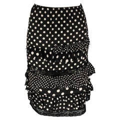 MARC by MARC JACOBS Size 0 Black White Viscose Polka Dot Ruffle Skirt