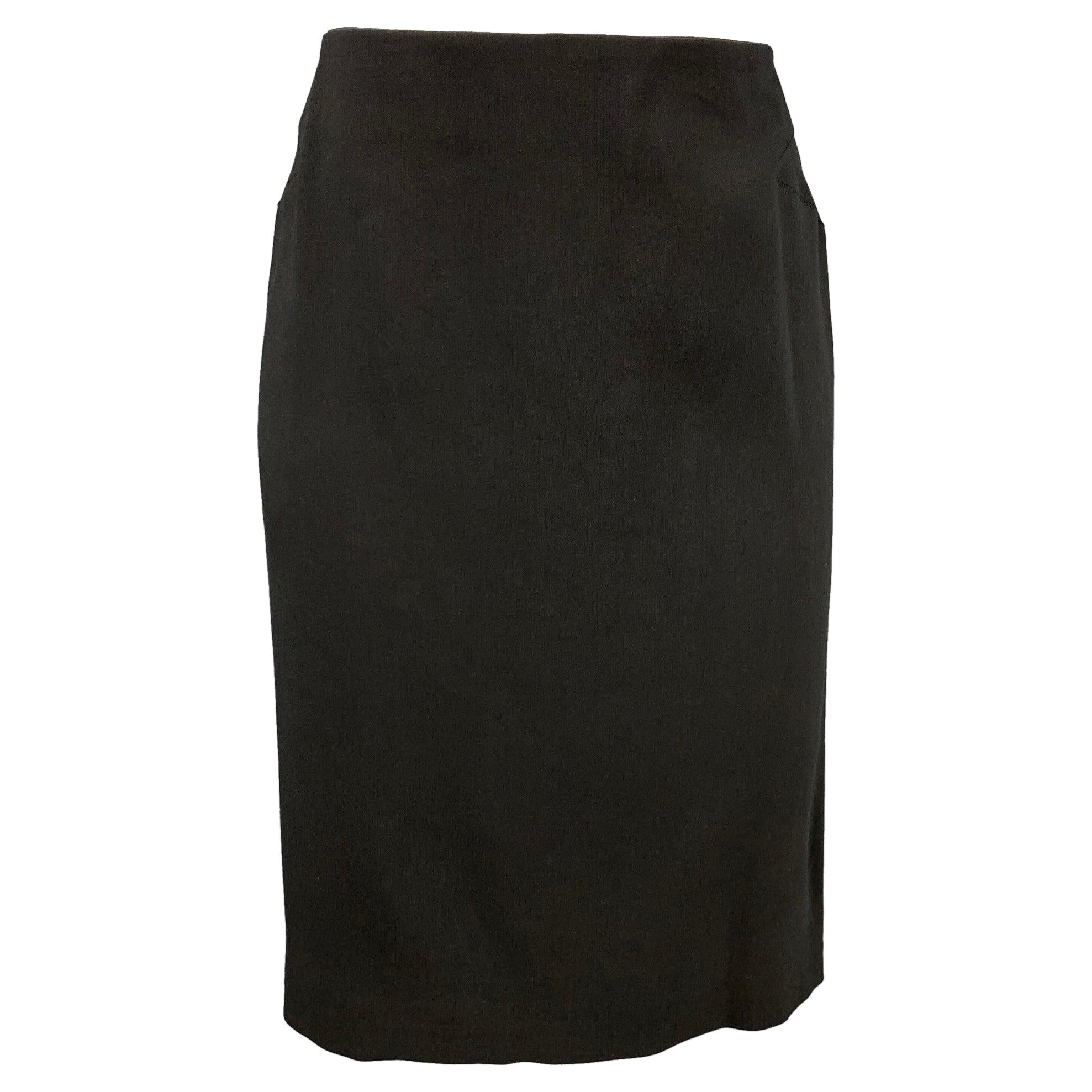 MAISON MARTIN MARGIELA Size 4 Black Cotton / Silk Pencil Skirt For Sale