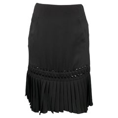 GUCCI Size 2 Black Beaded Silk Pleated Skirt