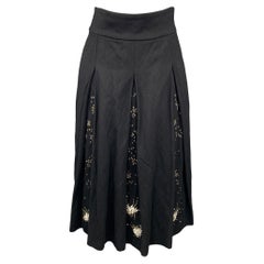 DRIES VAN NOTEN Größe 4 Schwarzer plissierter Rock aus Wollmischung mit Paillettenbesatz