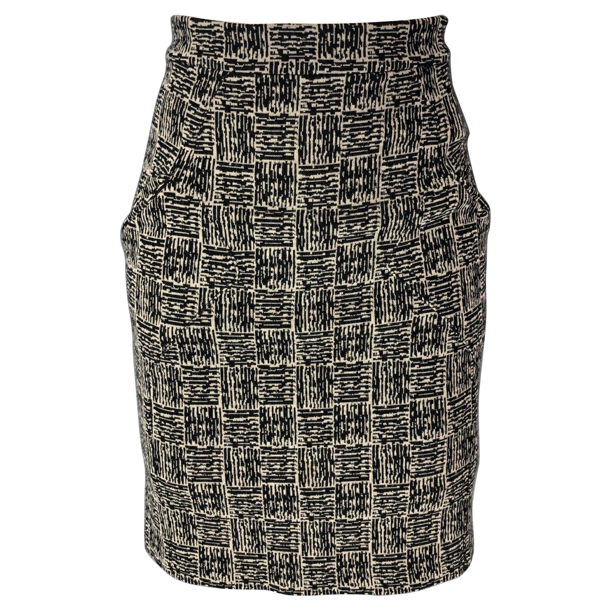 ALEXANDER WANG Size 4 Black & Grey Virgin Wool Blend Skirt For Sale