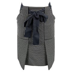 CAROLINA HERRERA Size 2  White Stripe Cotton / Polyester Belted A-Line Skirt