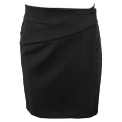 JIL SANDER Size 4 Black Twill Polyester A-Line Wrap Skirt