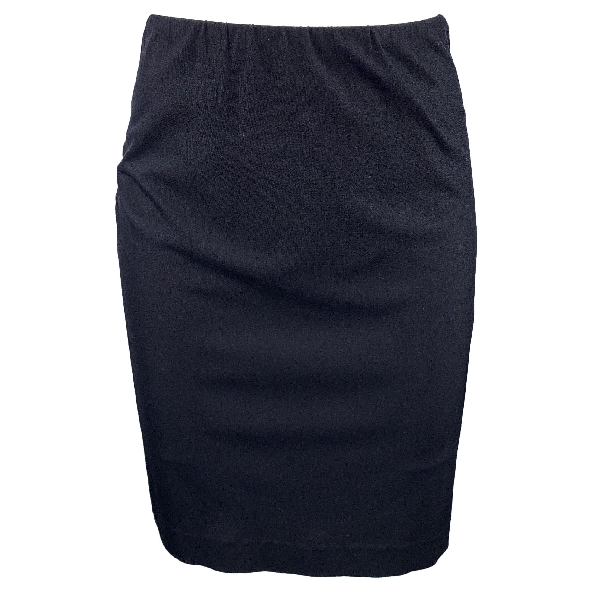JIL SANDER Size 6 Navy Jersey Elastic Waistband Pencil Skirt For Sale