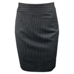 GIORGIO ARMANI Size 4 Black & Grey Pinstripe Pencil Skirt