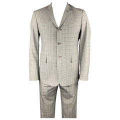 BLACK FLEECE Size 40 Grey Glenplaid Wool Notch Lapel Suit