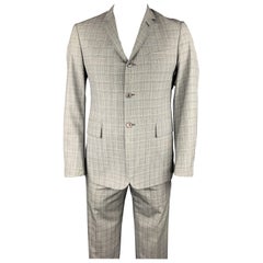 Costume à revers en laine gris Glenplaid taille 40