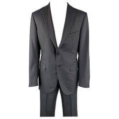 BELVEST Größe 42 Langer schwarzer Streifen Wolle Notch Revers Anzug