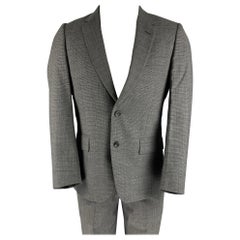 PAUL SMITH Chest Size 38 Grey Black Basketweave Wool Suit