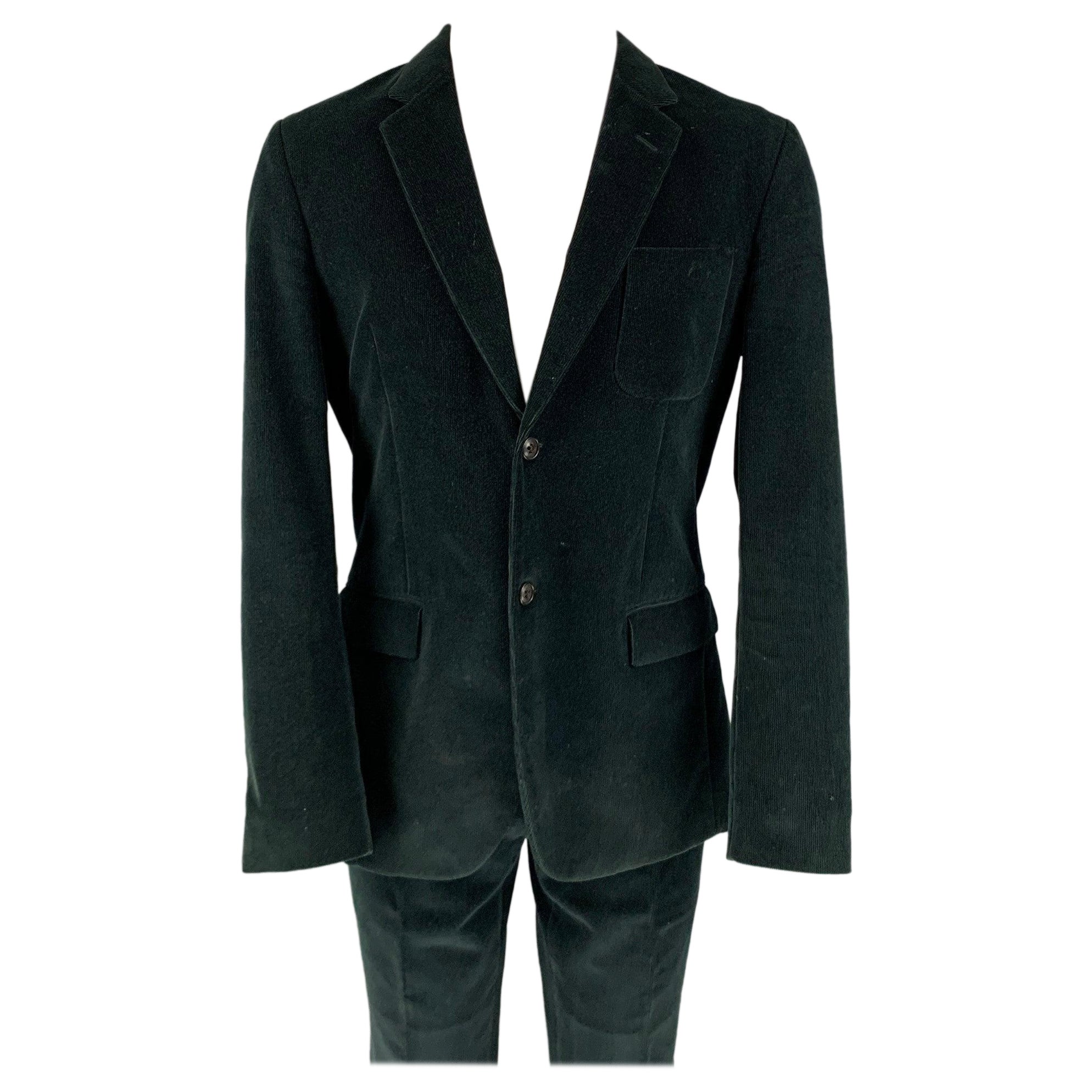 MARC JACOBS Size 40 Black Corduroy Cotton Notch Lapel Suit For Sale