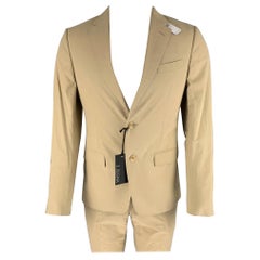 Used Z ZEGNA Size 36 Khaki Cotton Notch Lapel Suit