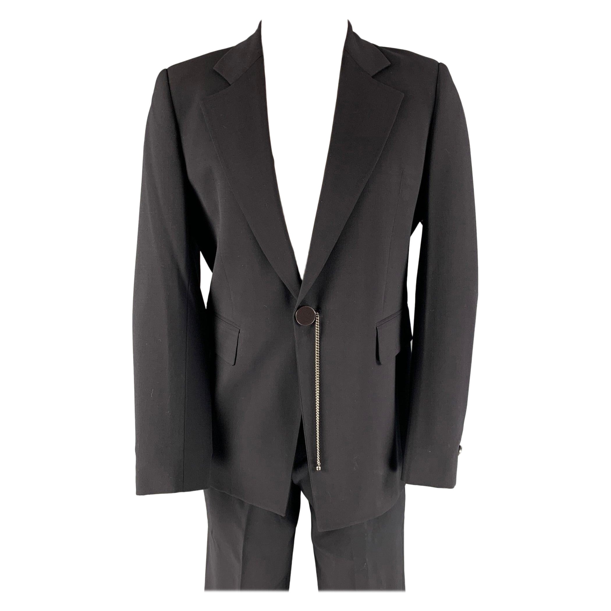 DIRK BIKKEMBERGS  Size 40 Black Solid Wool  Elastane Notch Lapel Suit For Sale