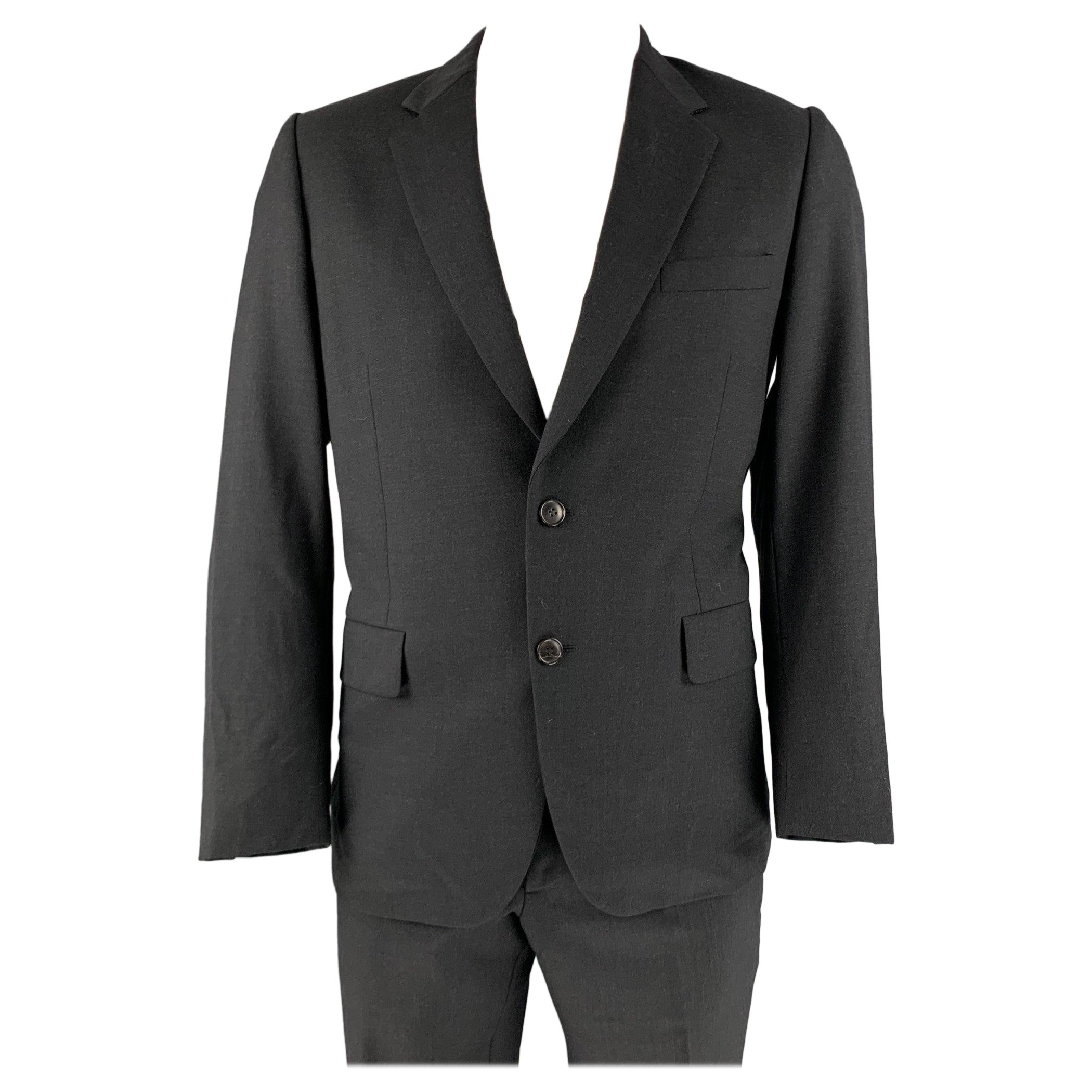 PAUL SMITH Size 42 Black Wool Notch Lapel Suit For Sale