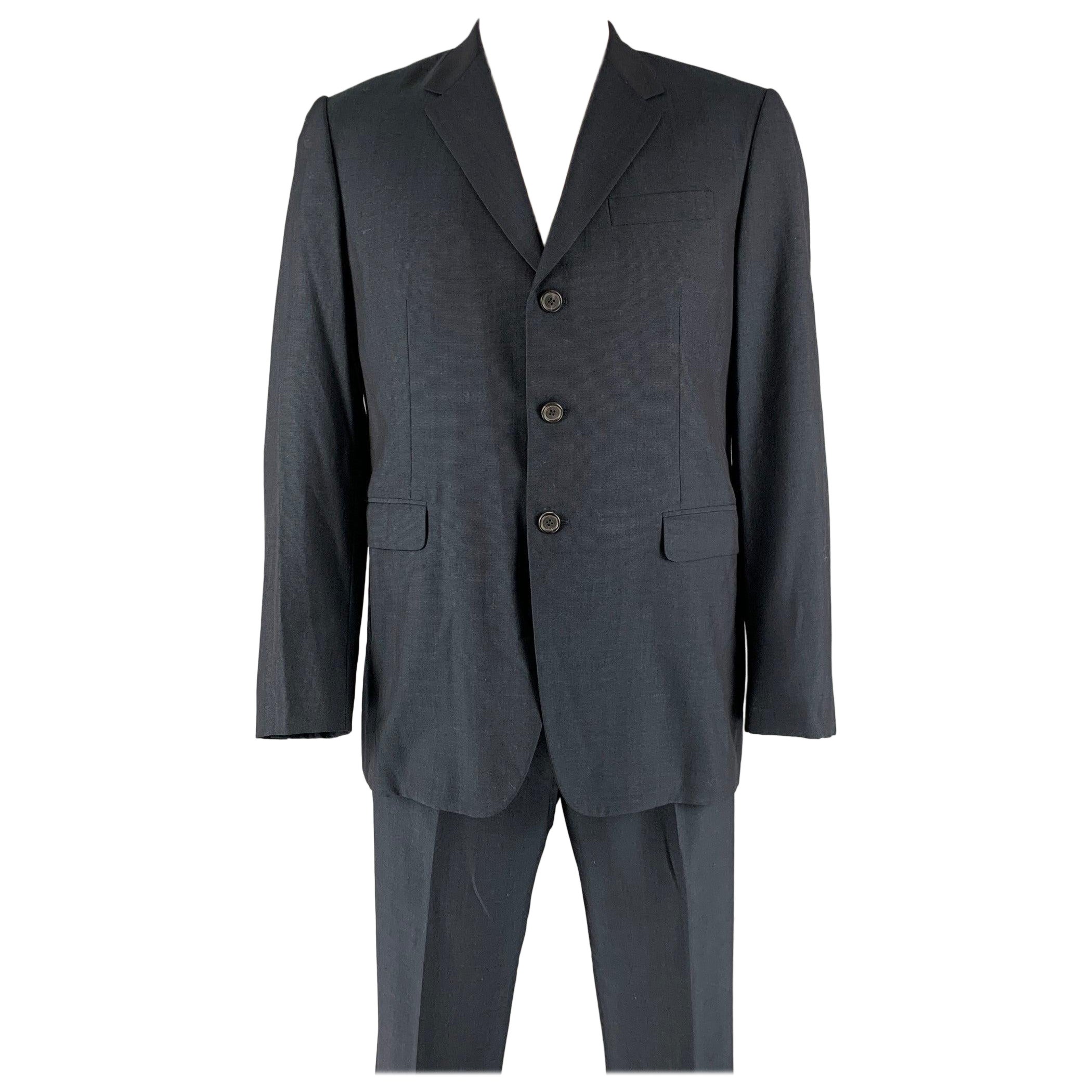 PRADA Size 44 Navy Virgin Wool Silk Single Breasted Suit For Sale