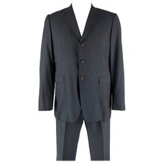 PRADA Size 44 Navy Virgin Wool Silk Single Breasted Suit