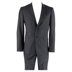 THEOR Size 42 Black Grey Checkered Wool Single Breasted