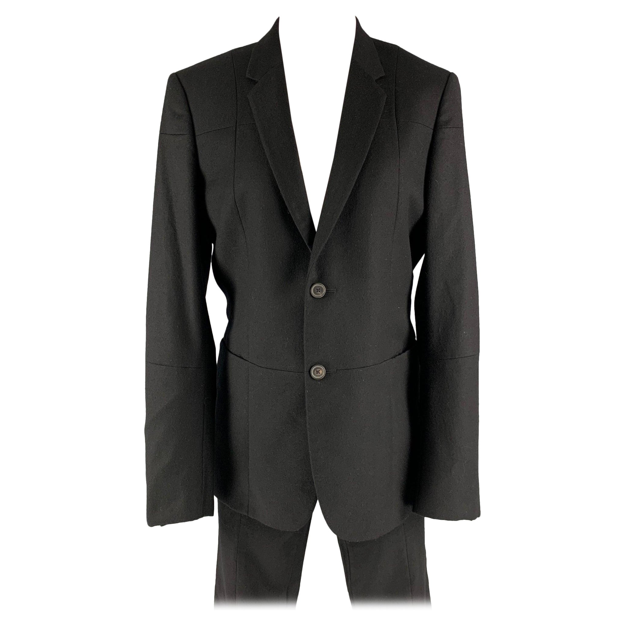 JIL SANDER Size 38 Black Patchwork Wool Single Button Suit For Sale