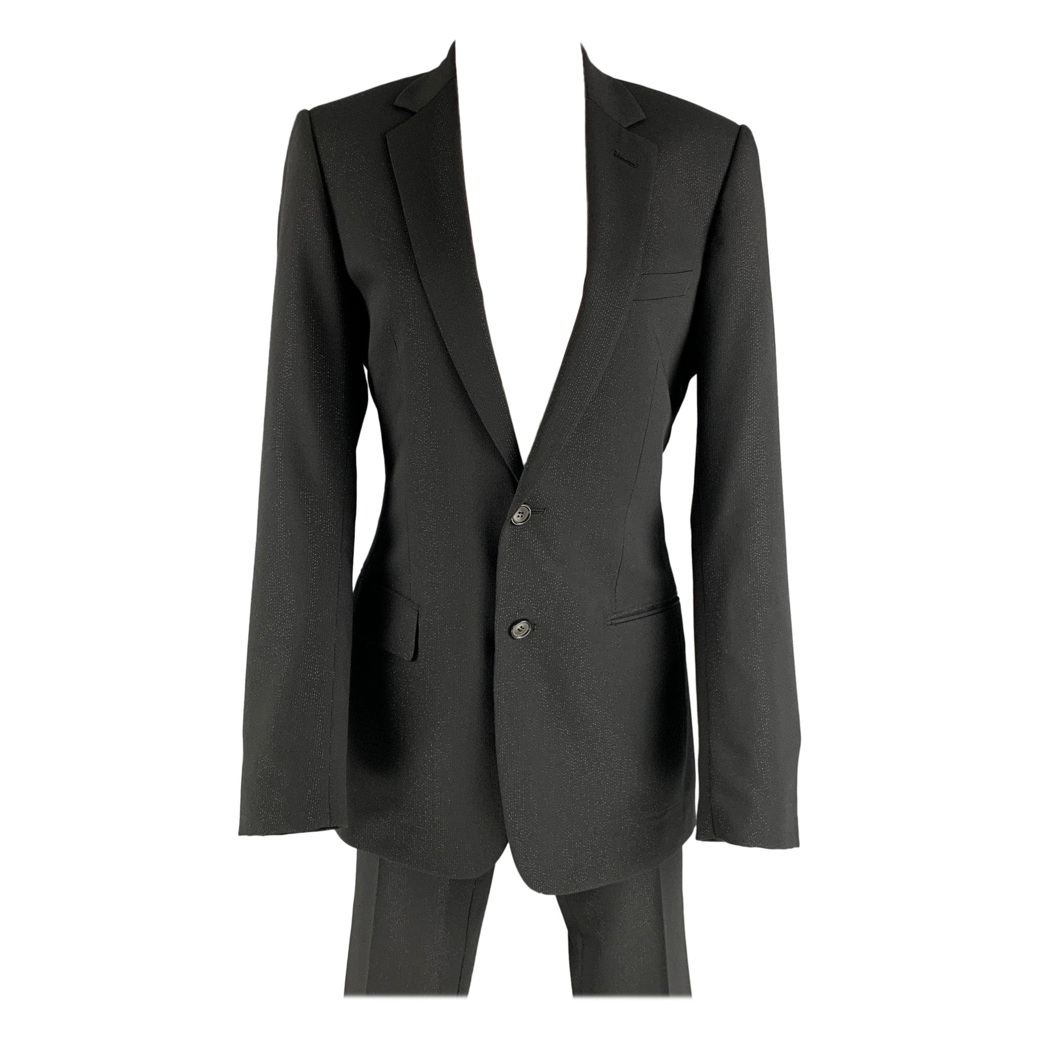 CHRISTIAN DIOR Size 36 Black Silver Shimmery Polyester Blend Suit For Sale