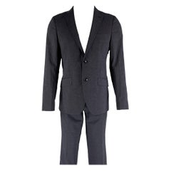 ETRO Size 38 Navy Paisley Wool  Elastane Notch Lapel 32 31 Suit