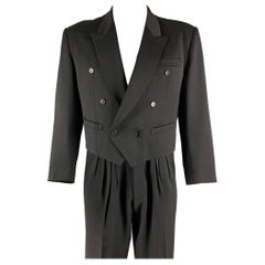 KENZO Size L Black Wool Cropped Suit