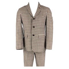 BLACK FLEECE Size 38 Burgundy Grey Cream Checkered Wool Blend 31  Suit