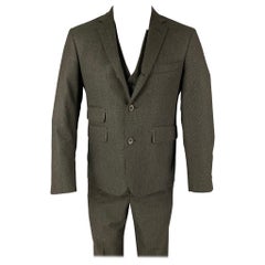 BLACK FLEECE Größe 38 Grau Charcoal Grid Wool Notch Revers 31 31 Anzug