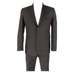 BOTTEGA VENETA Pre-Fall 2019 Size 42 Black Mohair Wool Notch Lapel Suit