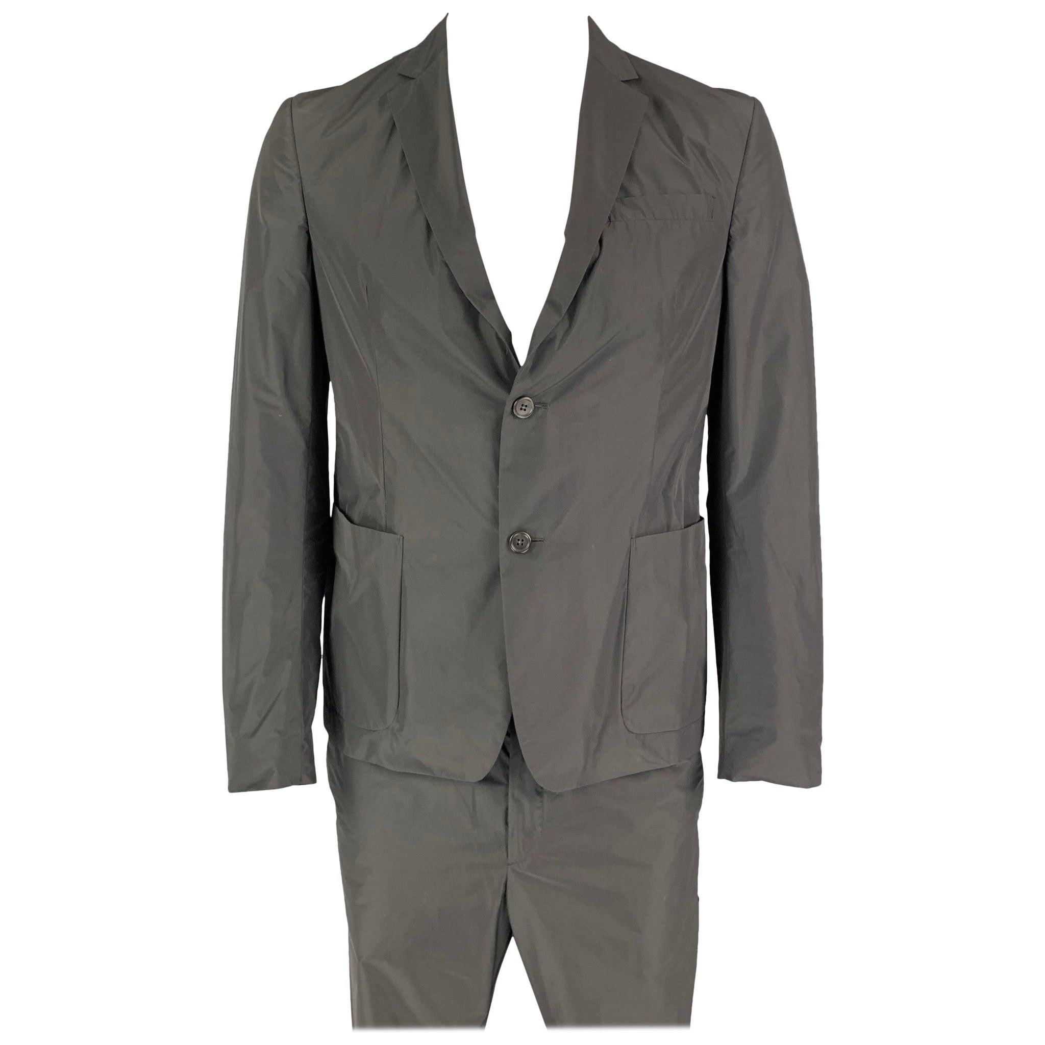 PRADA Size 42 Black Polyester Notch Lapel Suit For Sale