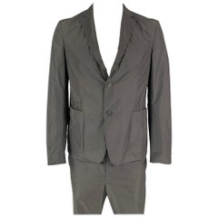 Used PRADA Size 42 Black Polyester Notch Lapel Suit