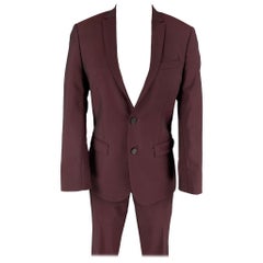 THE KOOPLES Size 34 Burgundy Wool Mohair Notch Lapel Suit