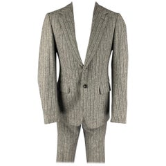 Used GUCCI Size 38 Grey Stripe Wool Blend Notch Lapel Suit