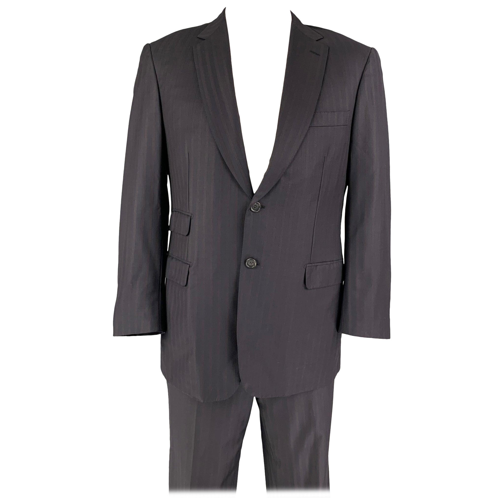 BRIONI Size 42 Navy Stripe Wool Notch Lapel Suit For Sale
