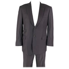BRIONI Size 42 Navy Stripe Wool Notch Lapel Suit