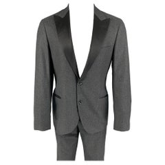 BRUNELLO CUCINELLI Size 38 Gray Black Wool Blend Tuxedo Suit