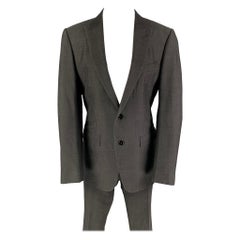 Used ERMENEGILDO ZEGNA Size 40 Charcoal Silk Wool Peak Lapel Suit