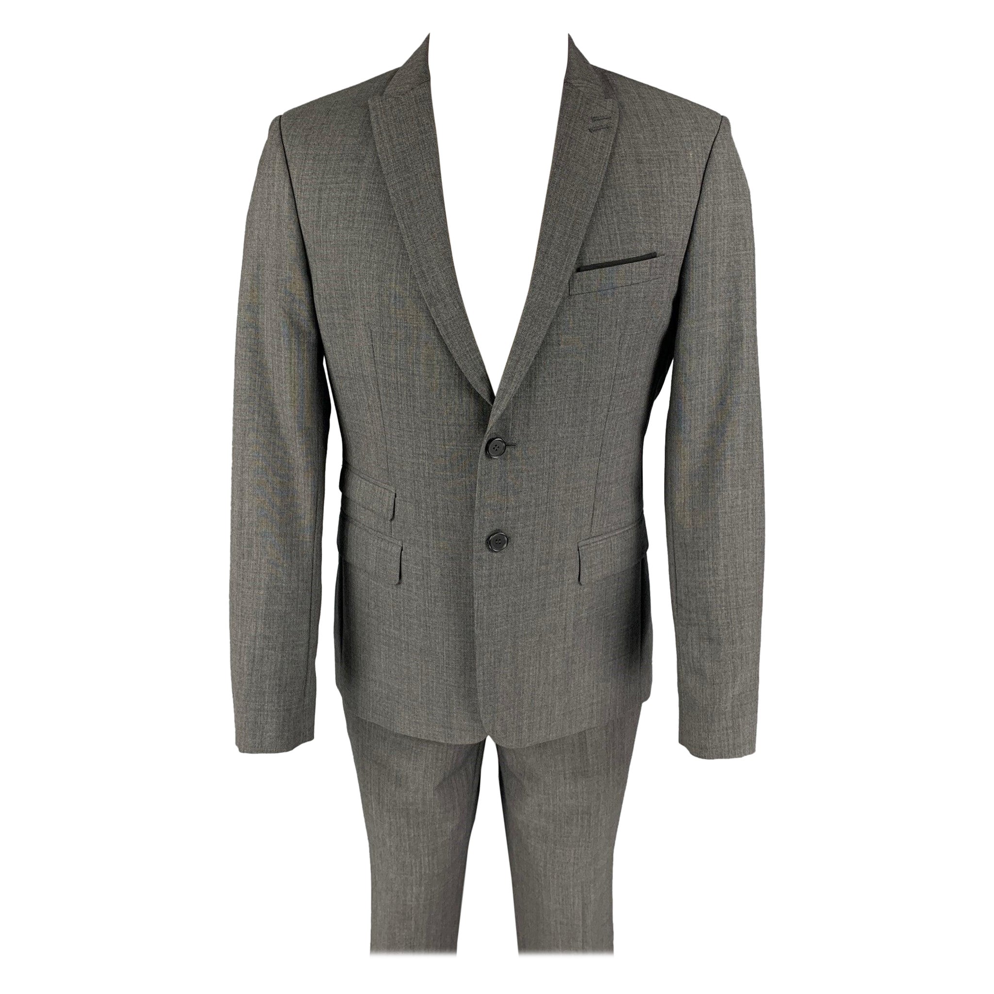 THE KOOPLES Size 38 Dark Gray Wool Peak Lapel Suit For Sale