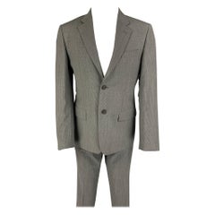 Used PRADA Size 40 Grey Silver Pinstripe Virgin Wool Silk Suit